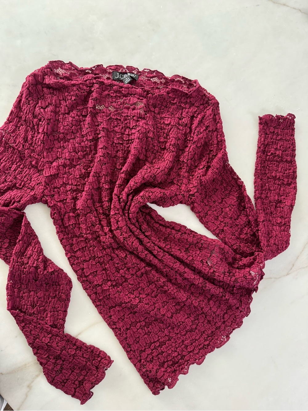 J. Crew Raspberry Textured Long Sleeve Top